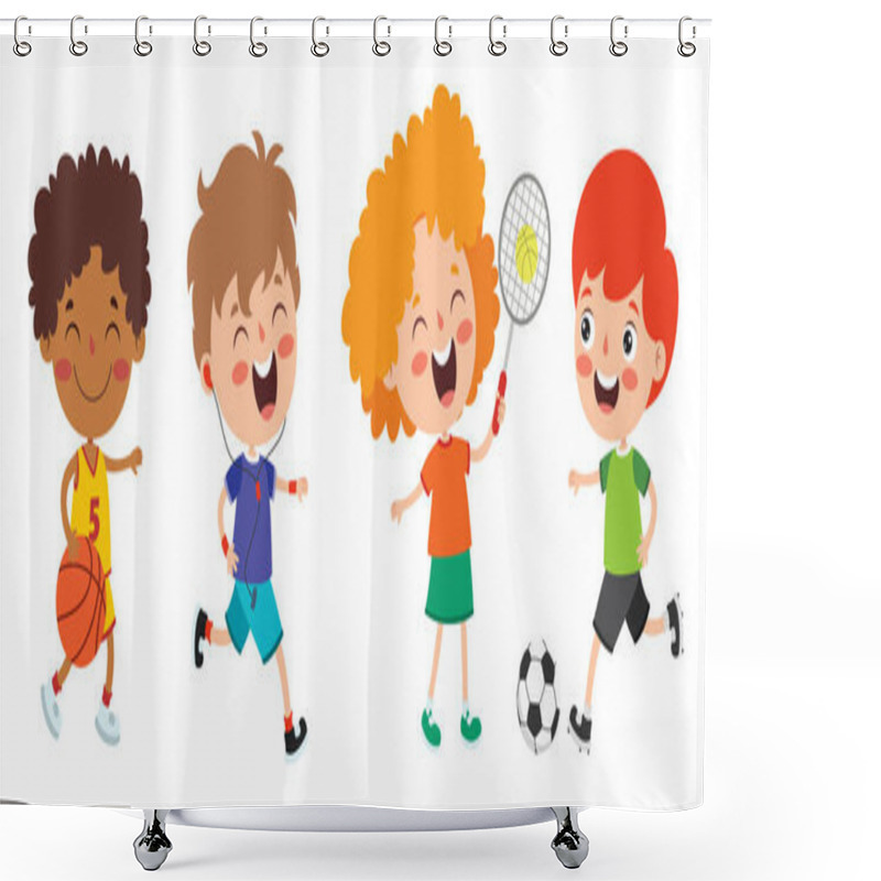 Personality  Happy Kids Making Various Sports Shower Curtains