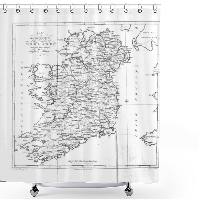 Personality  Ireland Roud Map. Retro Image Shower Curtains