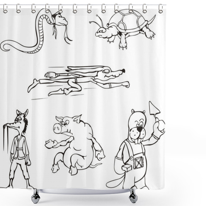 Personality  Animal Cartoons Shower Curtains