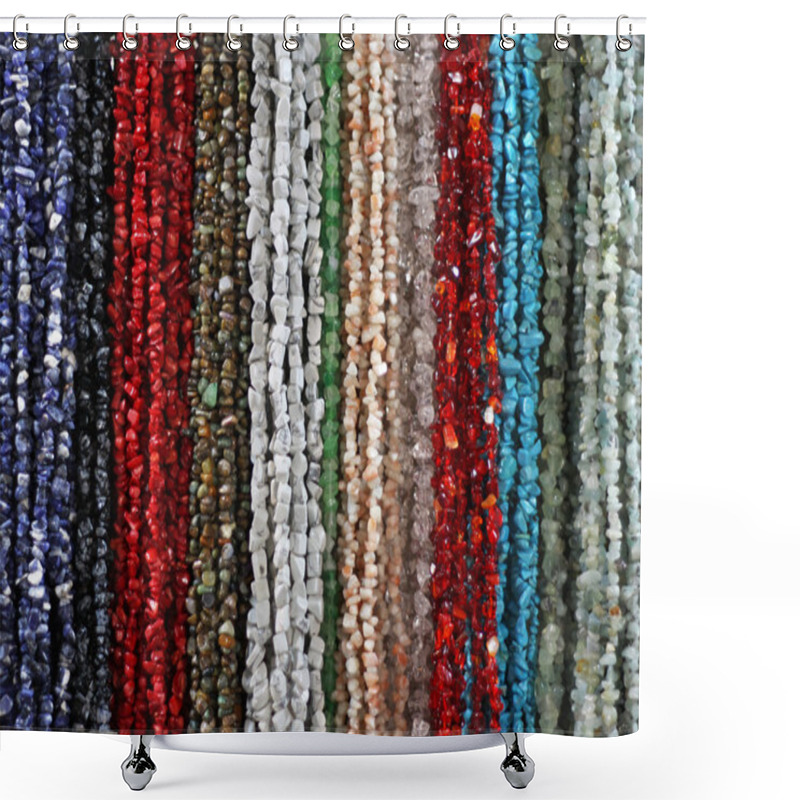 Personality  Strings Of Natural Irregular Beads Shower Curtains