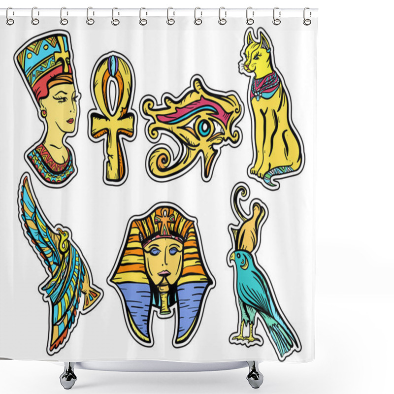 Personality  Ancient Egypt, Old School Tattoo. Classic Flash Tattoo Style Shower Curtains