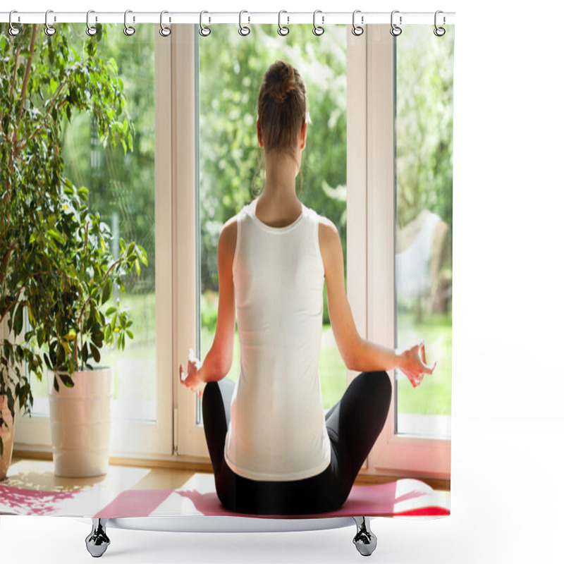 Personality  Woman Doing Yoga Shower Curtains