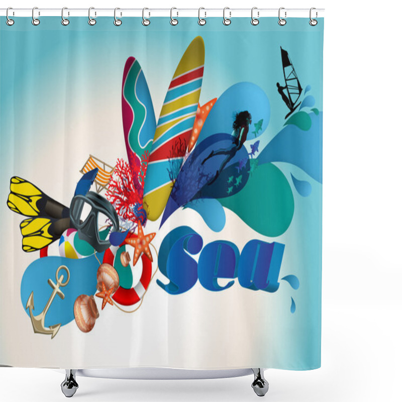 Personality  Travel Banner Vector Illustration   Shower Curtains