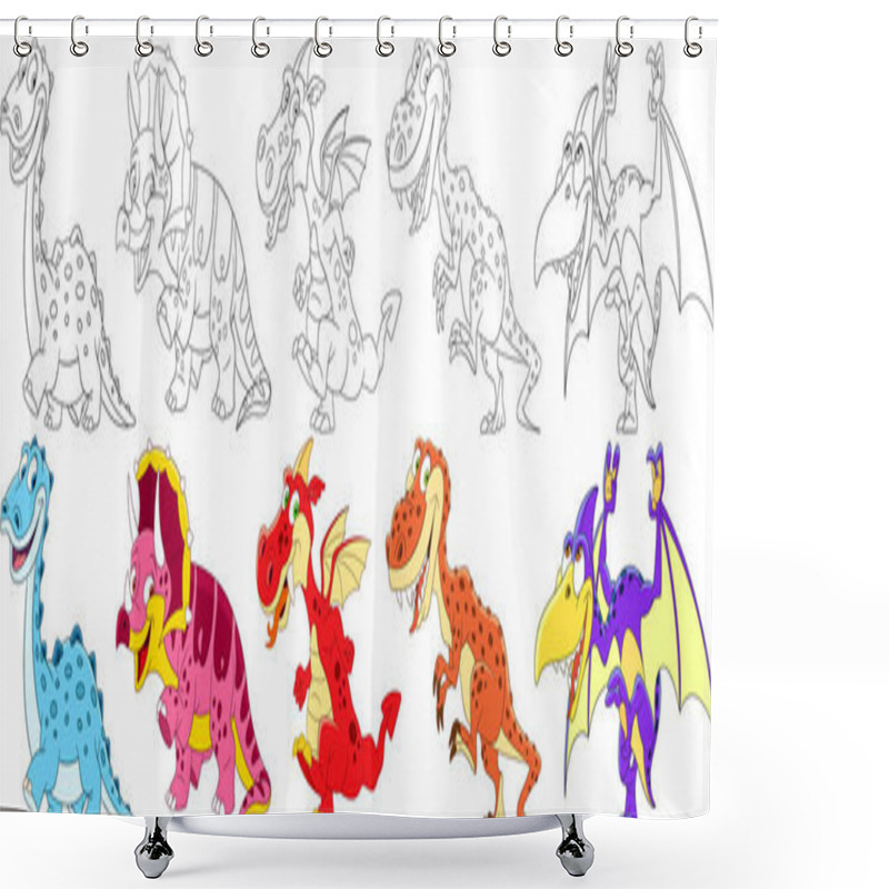 Personality  Cartoon Dinosaurs Set Shower Curtains