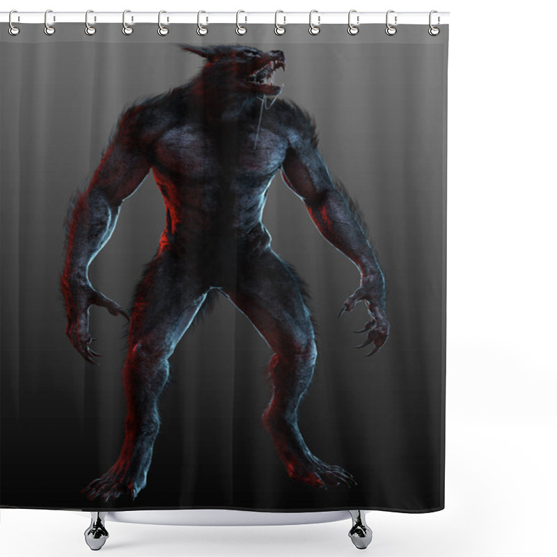 Personality  Fantasy Halloween Scary Werewolf In Threatening Pose Shower Curtains