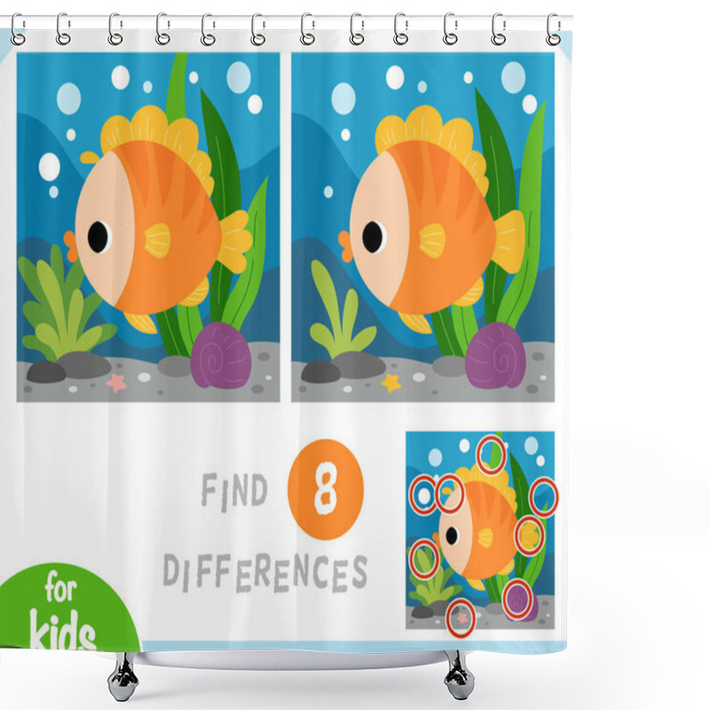 Personality  Find Differences Educational Game For Children, Cute Fish And Undersea Background Shower Curtains