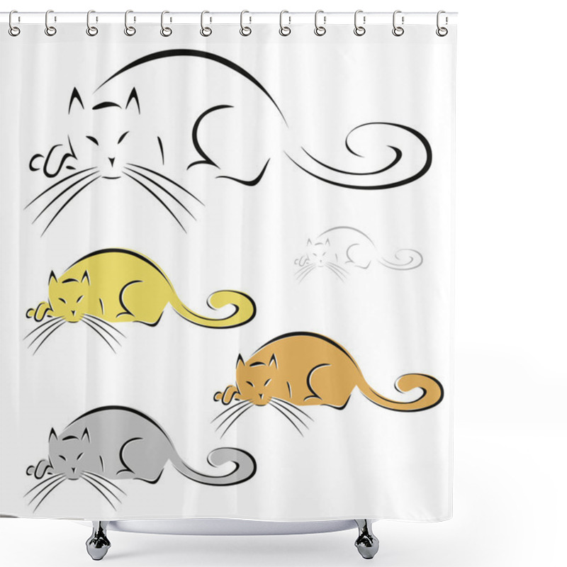 Personality  Cute Cat Shower Curtains