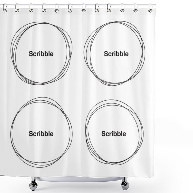 Personality  Set Of Hand Drawn Scribble Circles Shower Curtains