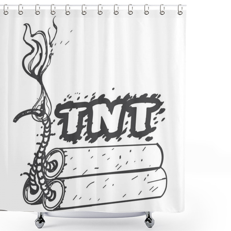 Personality  Dynamite Logo Outline Drawing. Shower Curtains