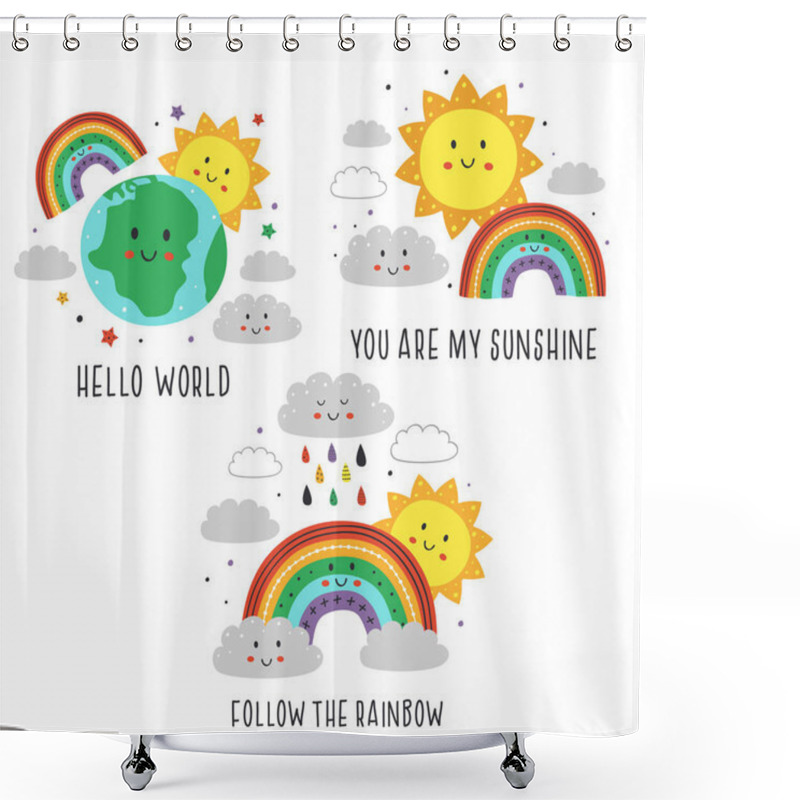 Personality  Set Of  Isolated Banners With Elements Of  Baby Weather Part 1 - Vector Illustration, Eps     Shower Curtains