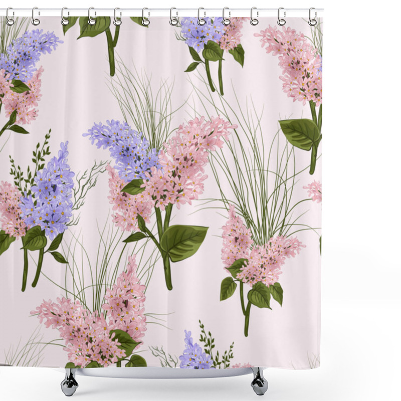 Personality  Seamless Floral Pattern With Lilac Flowers Shower Curtains