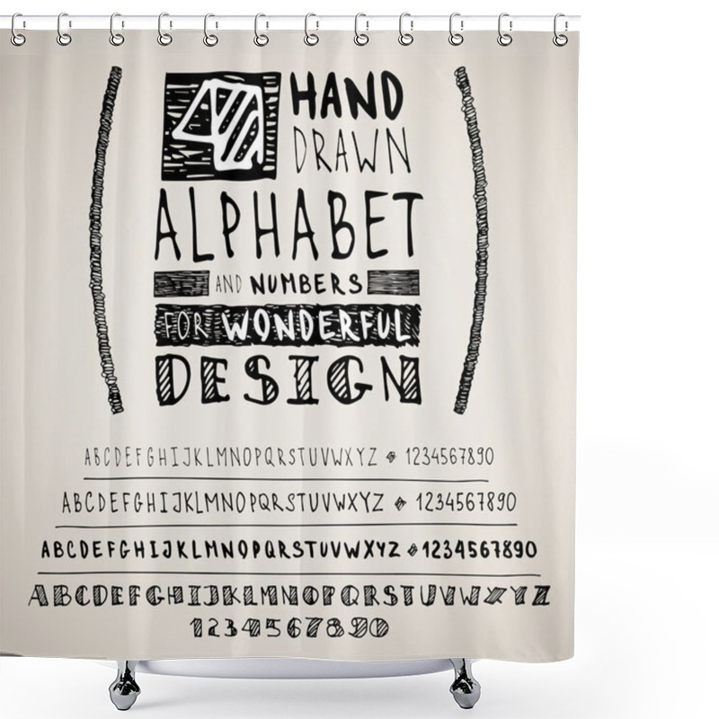 Personality  Hand Drawn Four Fonts On White Shower Curtains