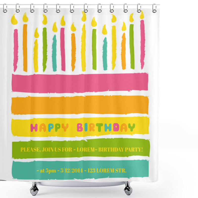 Personality  Happy Birthday And Party Invitation Card Shower Curtains