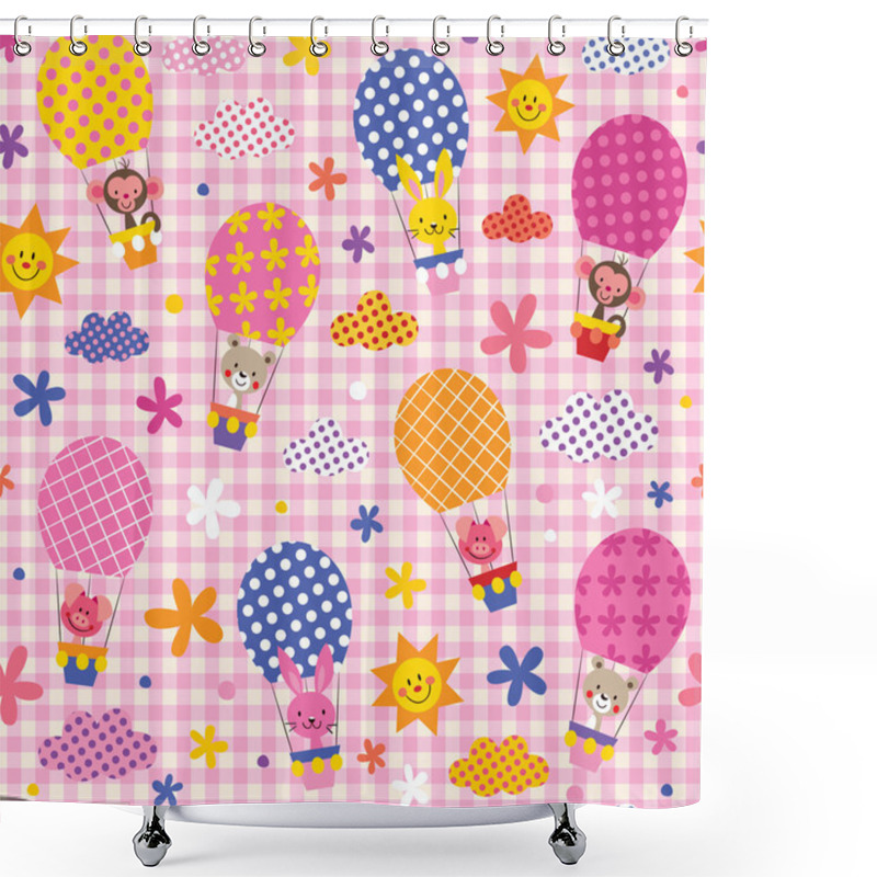 Personality  Cute Animals In Hot Air Balloons Shower Curtains