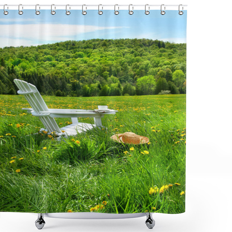 Personality  Relaxing On A Summer Chair In A Field Shower Curtains