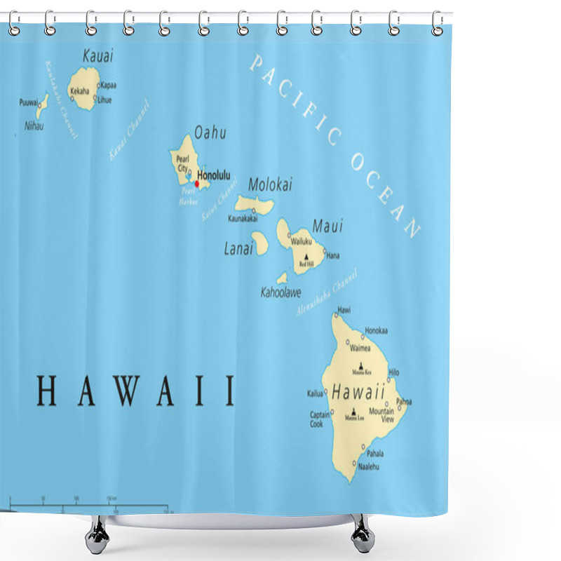 Personality  Hawaii Islands Political Map Shower Curtains