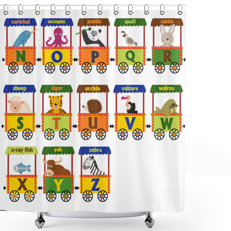 Personality  Train Alphabet With Animals N To Z   Shower Curtains