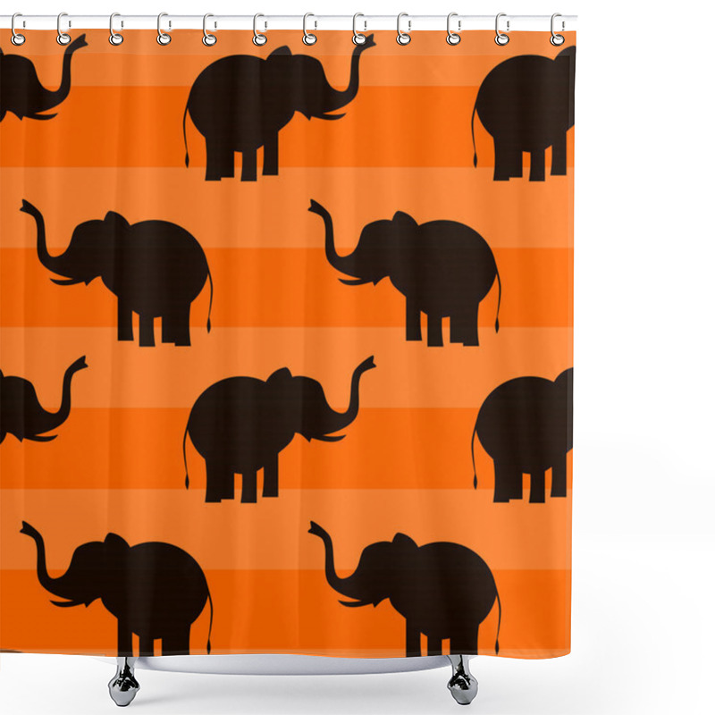 Personality  Elephant On Orange Background Seamless Vector Pattern Illustration Shower Curtains