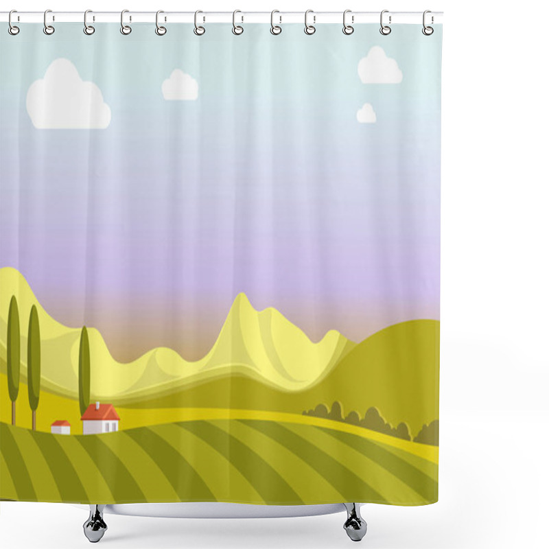 Personality  House Among Fields  Shower Curtains