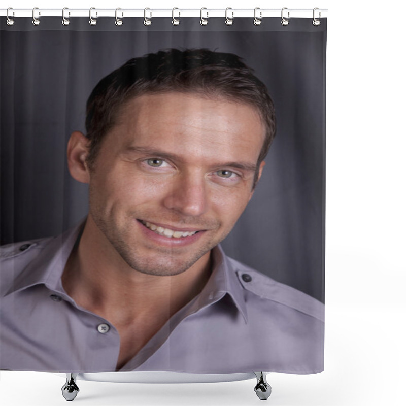 Personality  Man Portrait Smiling Shower Curtains