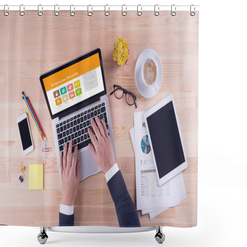 Personality  Businessman Working On Desk Shower Curtains