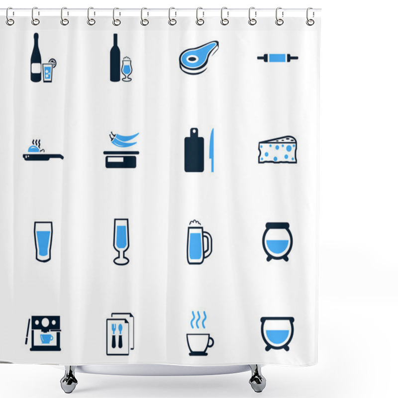 Personality  Food And Kitchen Icons Set Shower Curtains