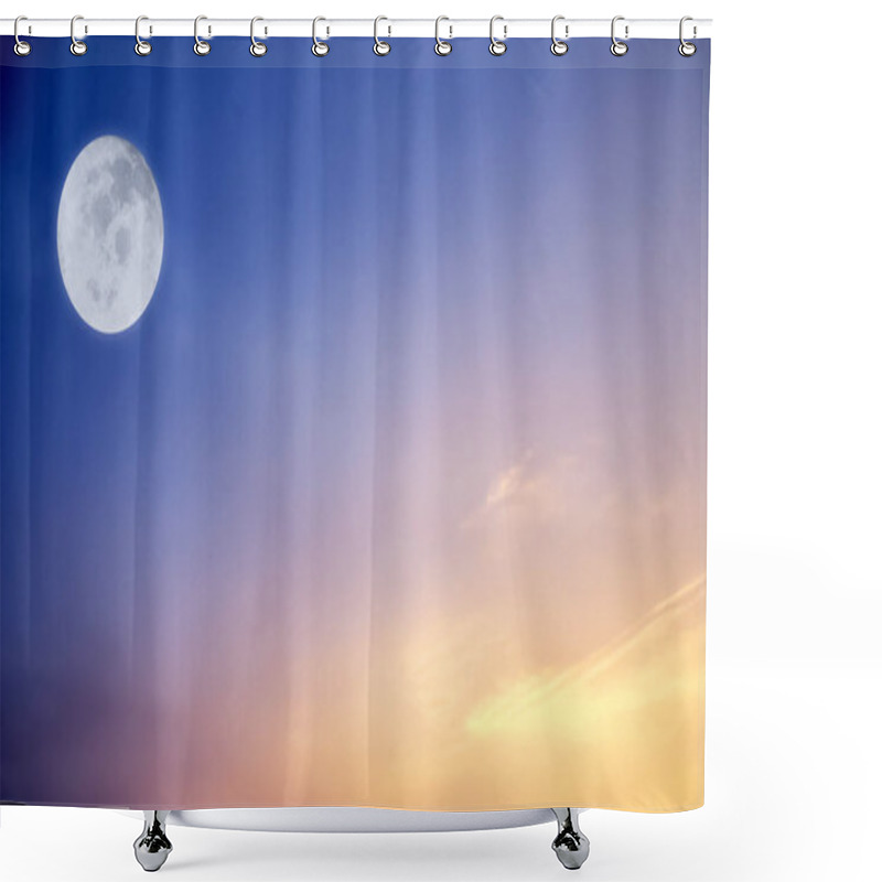 Personality  Dramatic Twilight And Sunset Sky With Full Moon. Shower Curtains