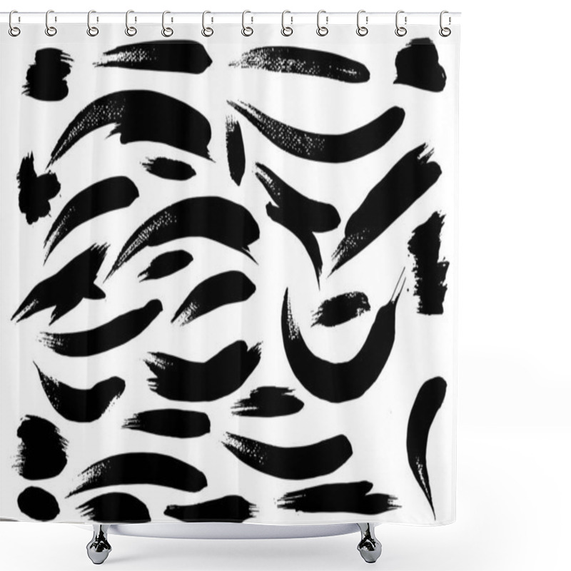 Personality  Set Different Grunge Brush Strokes. Dirty Artistic Design Elements Isolated On White Background. Black Ink Vector Brush Strokes. Black Isolated Paintbrush Collection. Brush Strokes Isolated Shower Curtains