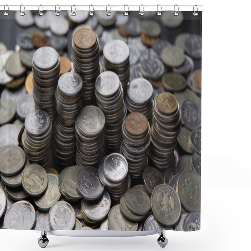 Personality  Stacks Of Different Rubles Coins Shower Curtains