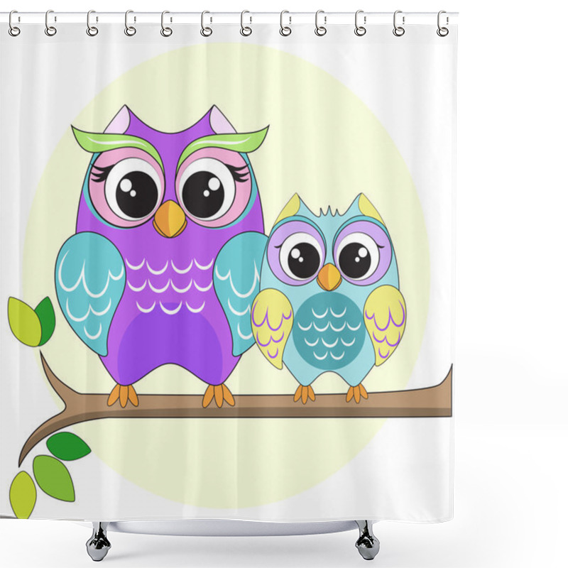 Personality  Owl Mom With Son Shower Curtains