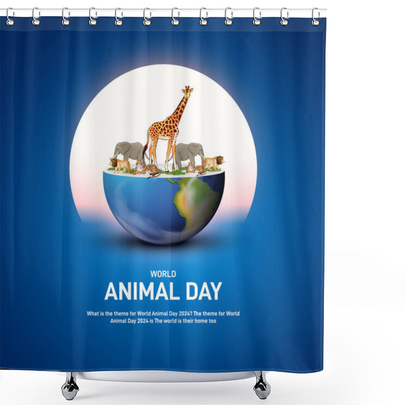 Personality  World Animal Day. World Animal Day Creative Poster, Banner, Social Media Post, Postcard, Background, Template, Design Etc. Shower Curtains