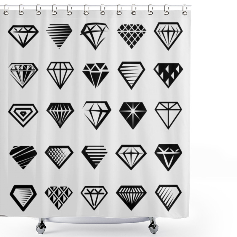 Personality  Diamond Collection Set. Collection Icon Diamonds. Vector Shower Curtains