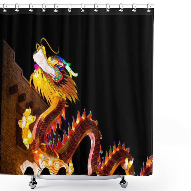 Personality  Dragon Lights Albuquerque, Celebration Chinese New Year. Silk Dragon Lantern. Chinese Traditional Art Handcrafted By Artisans From Zigong, China Shower Curtains