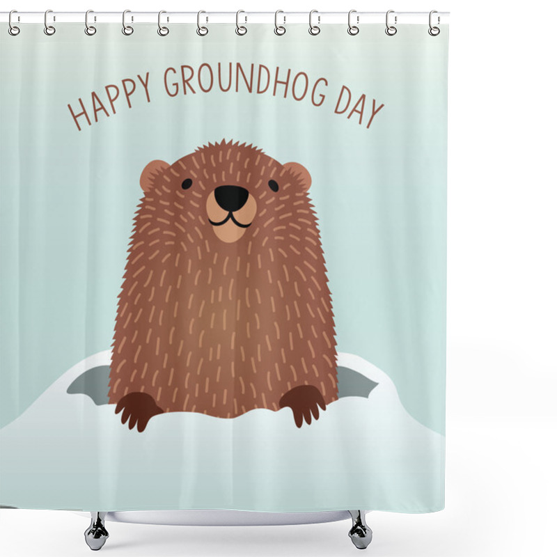 Personality  Happy Groundhog Day Design With Cute Groundhog Shower Curtains