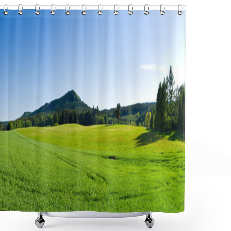 Personality  Panorama With Green Meadow Shower Curtains