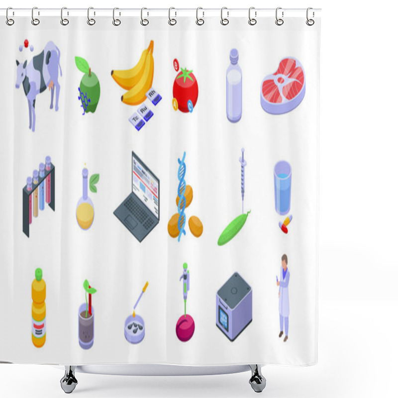 Personality  Gmo Food Icons Set. Isometric Set Of Gmo Food Vector Icons For Web Design Isolated On White Background Shower Curtains