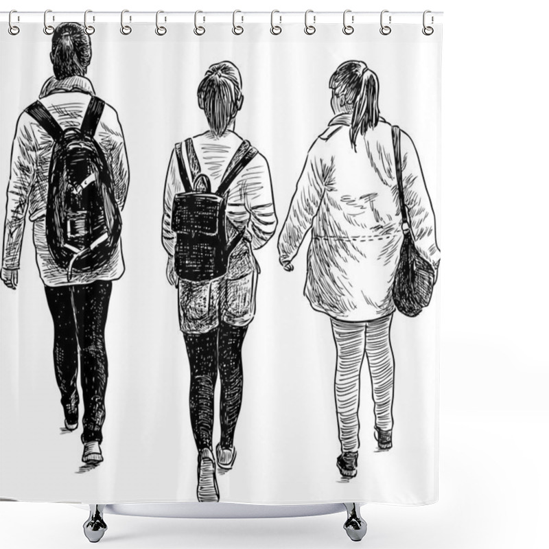 Personality   Schoolgirls On A Walk Shower Curtains