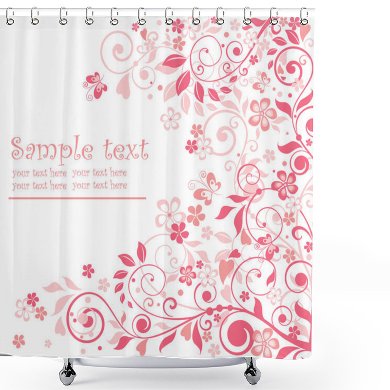 Personality  Greeting Floral Pink Card Shower Curtains