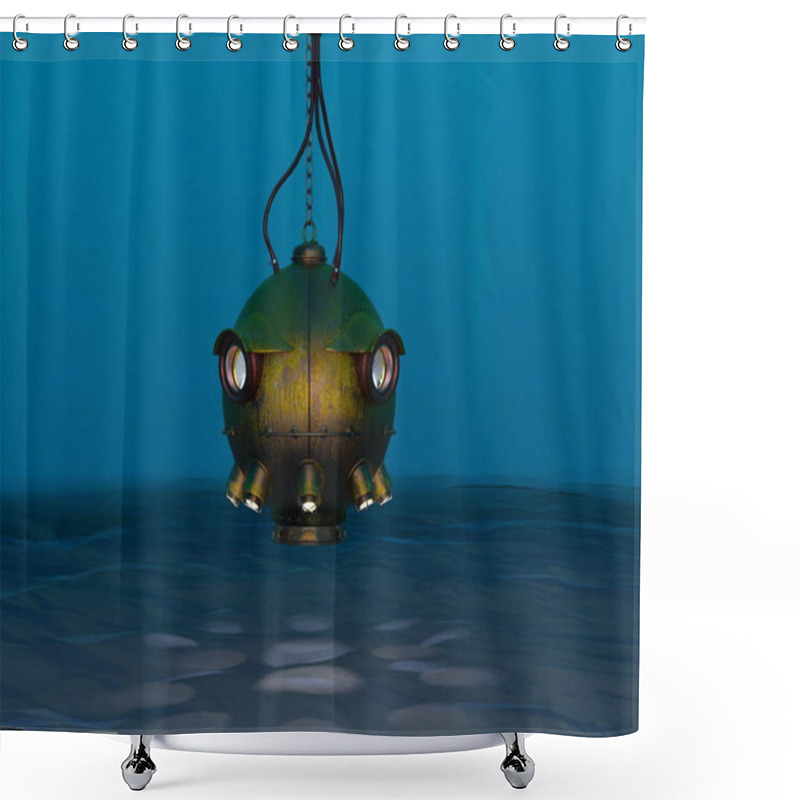 Personality  3D CG Rendering Of A Deep Sea Exploration Boat Shower Curtains