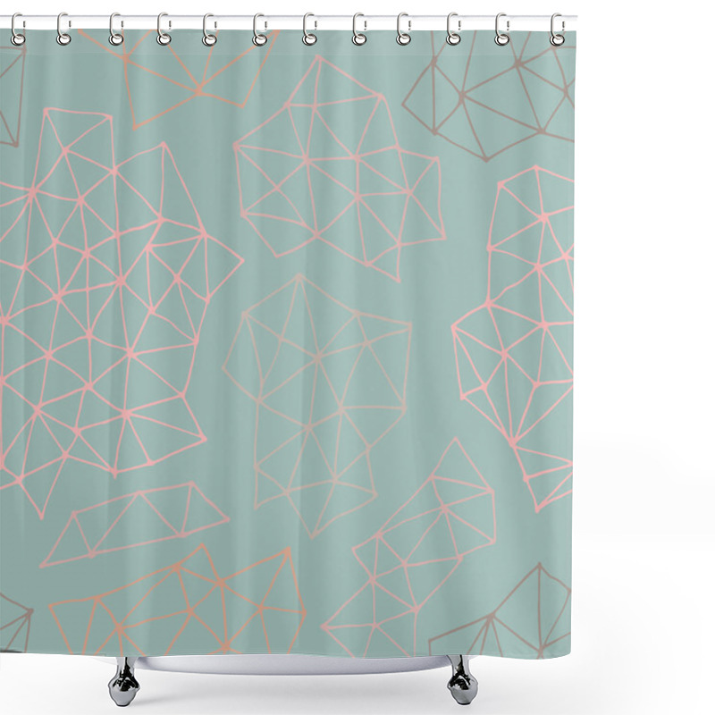 Personality  Vector Seamless  Pattern With Outline Geometrical Shapes. Hand Drawn Texture Comprises With Triangles And Dots. Pastel Texture. Shower Curtains