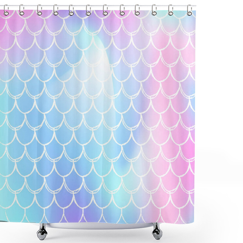 Personality  Mermaid Scales Background With Holographic Gradient. Shower Curtains