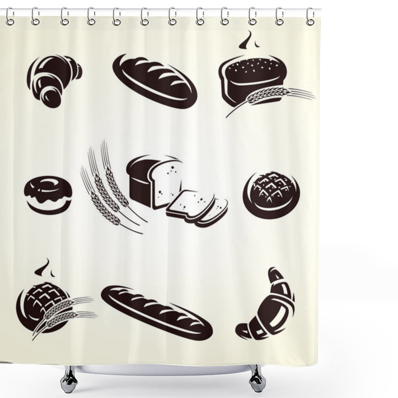 Personality  Bread Set. Vector Shower Curtains