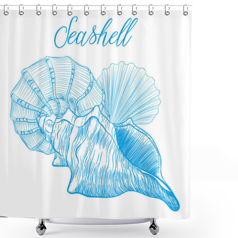 Personality  Sea Shells Hand Drawn Vector Illustration.Marine Wildlife Decora Shower Curtains