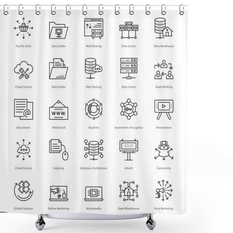 Personality  Web And SEO Line Vector Icons 48 Shower Curtains