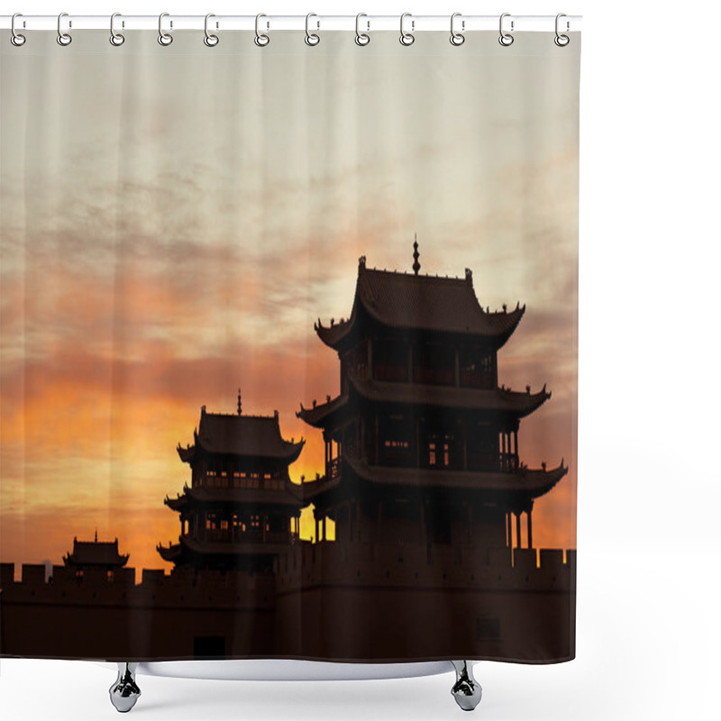 Personality  Sunrise Of The Jiayuguan Pass Tower In GanSu,China Shower Curtains