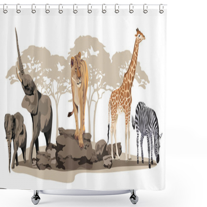 Personality  African Animals Shower Curtains