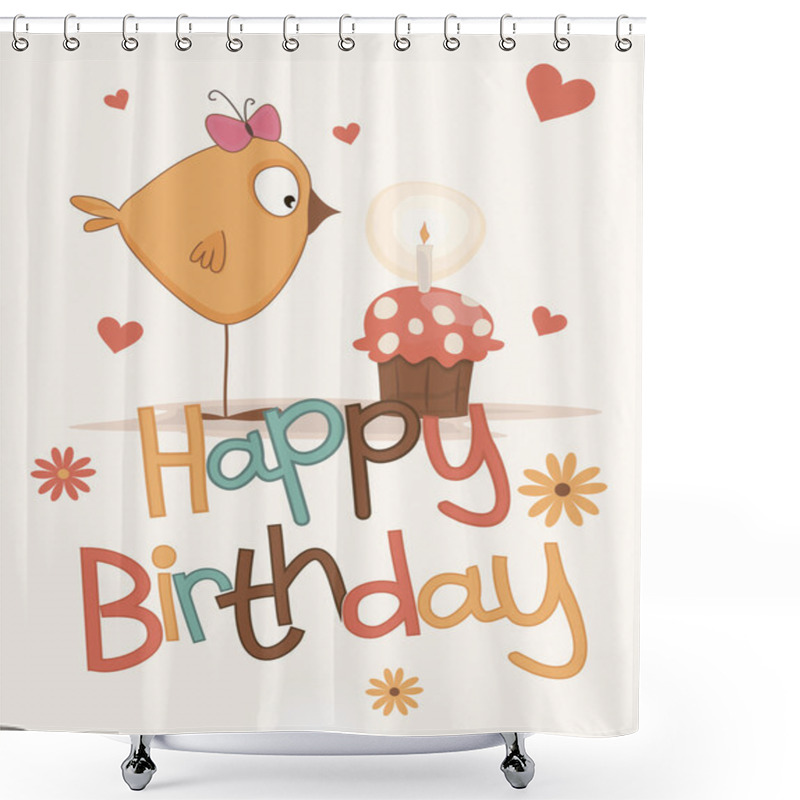 Personality  Cute Happy Birthday Card Shower Curtains