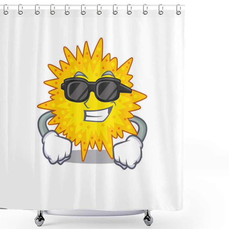 Personality  Cool Mycoplasma Cartoon Character Wearing Expensive Black Glasses. Vector Illustration Shower Curtains