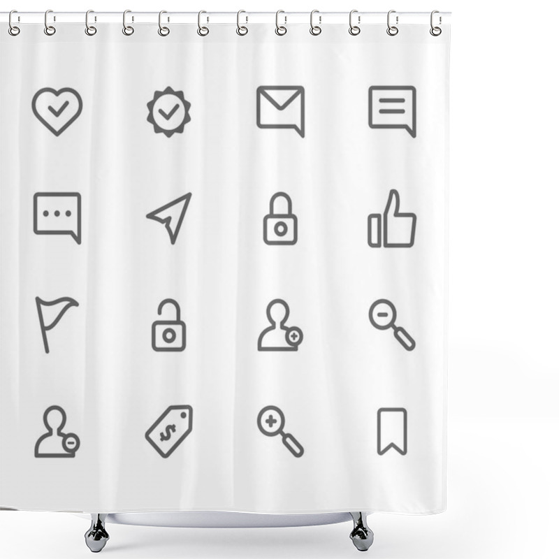 Personality  Personal Icons Line Shower Curtains