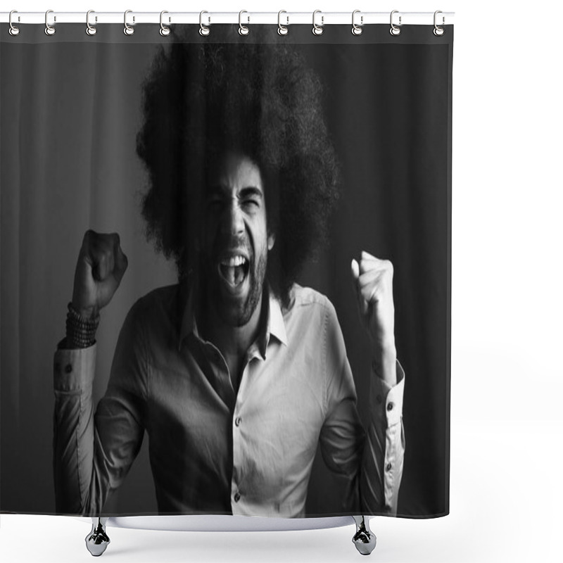 Personality  Portrait Of A Happy Man With Expressions Shower Curtains